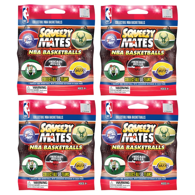 4 packs – SqueezyMates Gravity Feed NBA Basketballs Mystery Packs – Series 1