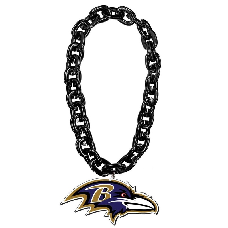 Baltimore Ravens Raven Head NFL Touchdown Fan Chain 10 Inch 3D Foam Necklace