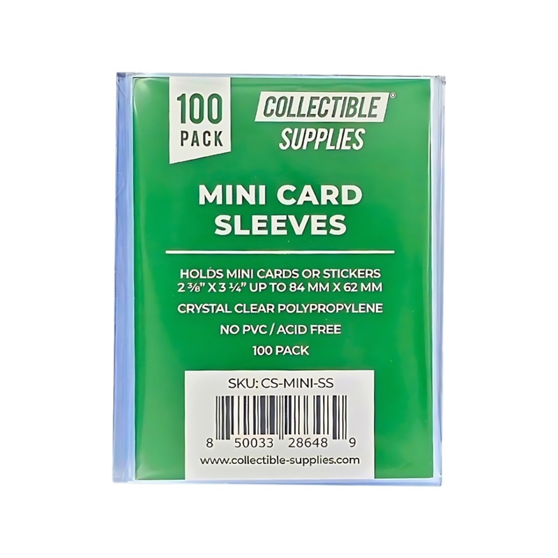 Collectible Supplies 2 3/8″ x 3 1/4″ Mini Card Soft Sleeves for Mini Cards or Stickers – 100 Pack