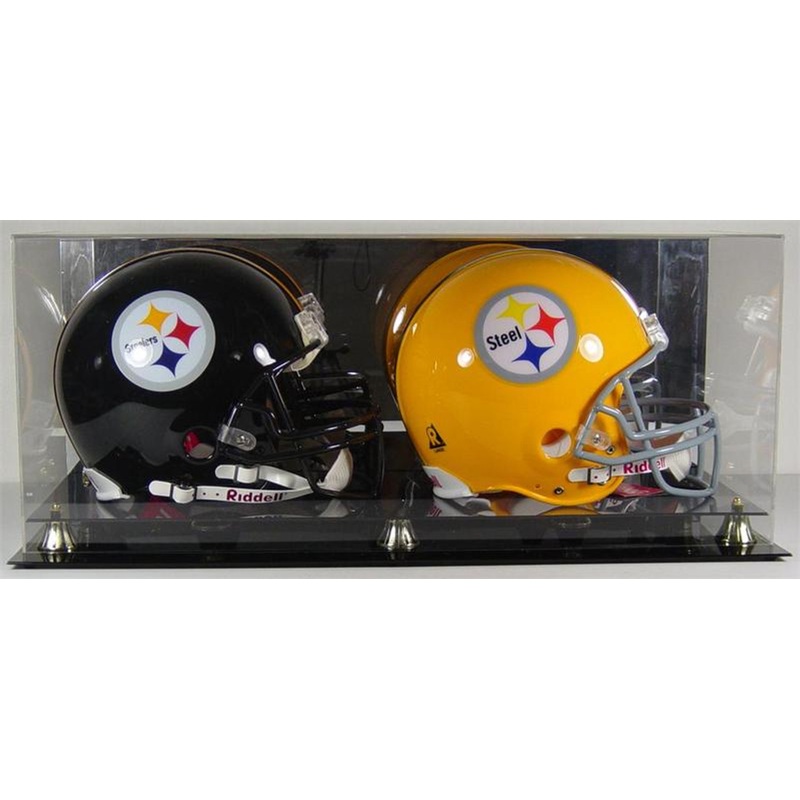 DELUXE DOUBLE FULL SIZE FOOTBALL HELMET DISPLAY CASE