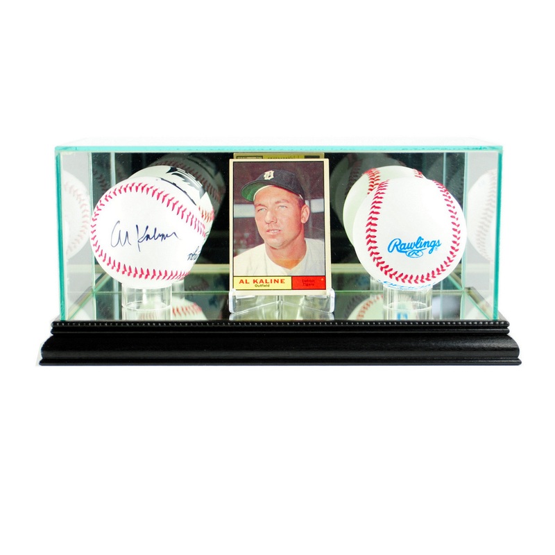 Deluxe Real Glass Card and Double Baseball Display Case