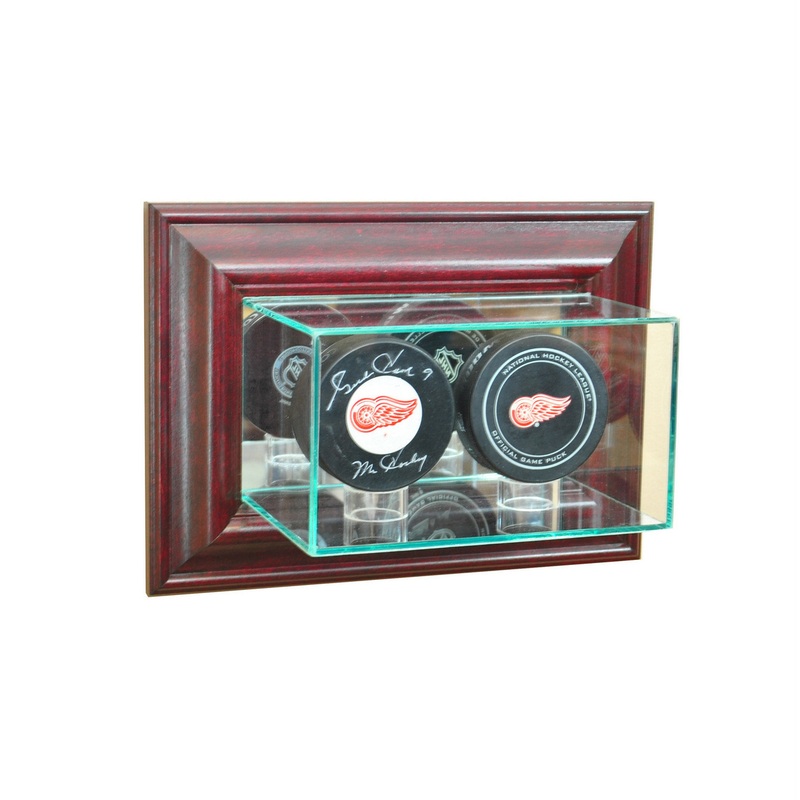 Deluxe Real Glass Wall Mounted Double Puck Display Case