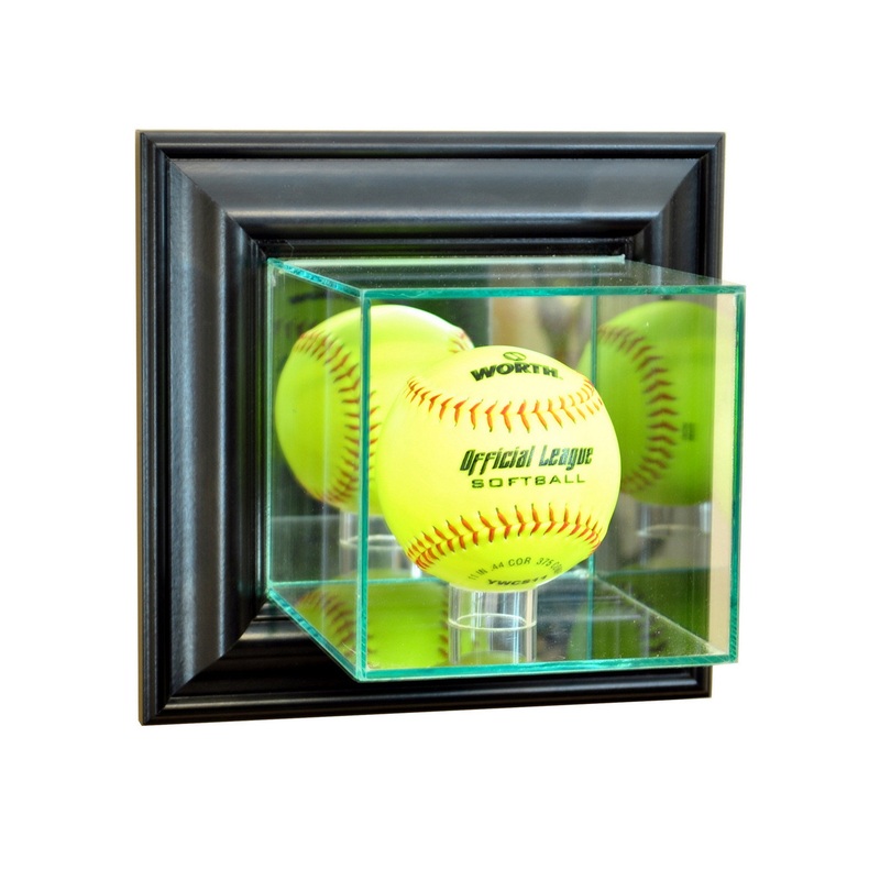 Deluxe Real Glass Wall Mounted Softball Display Case