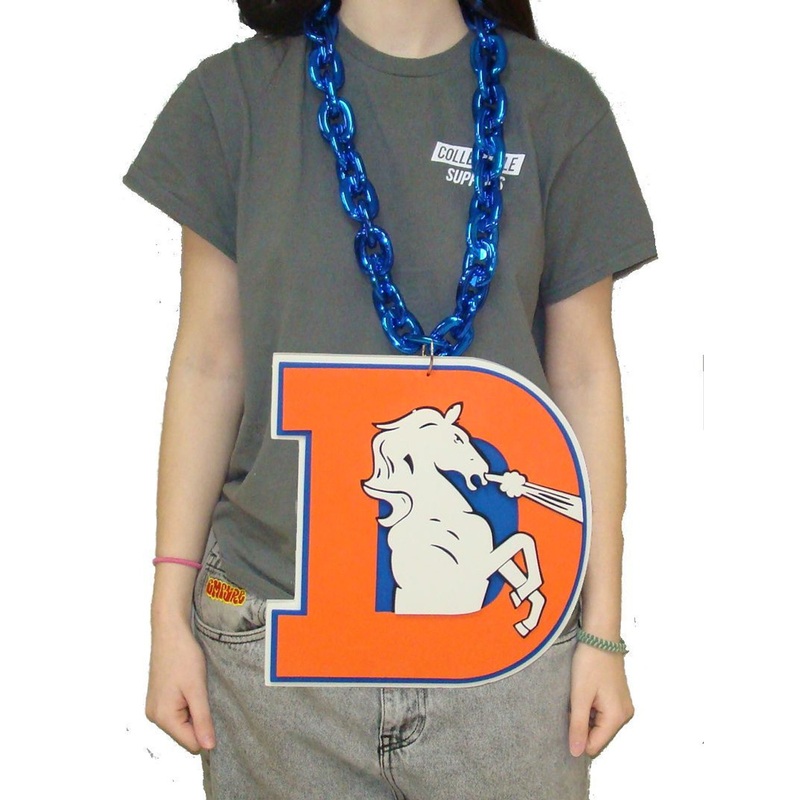 Denver Broncos Throwback D NFL BIG LOGO 3D Fan Chain Foam Necklace