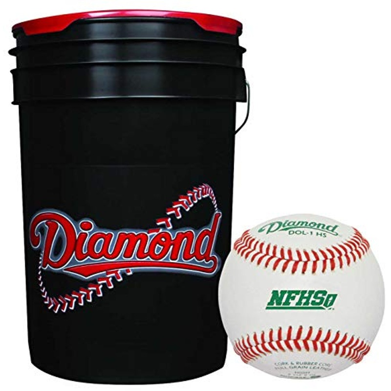 Diamond 6-Gallon Bucket with 30 Diamond DOL-1 HS NFHS Leather Baseballs