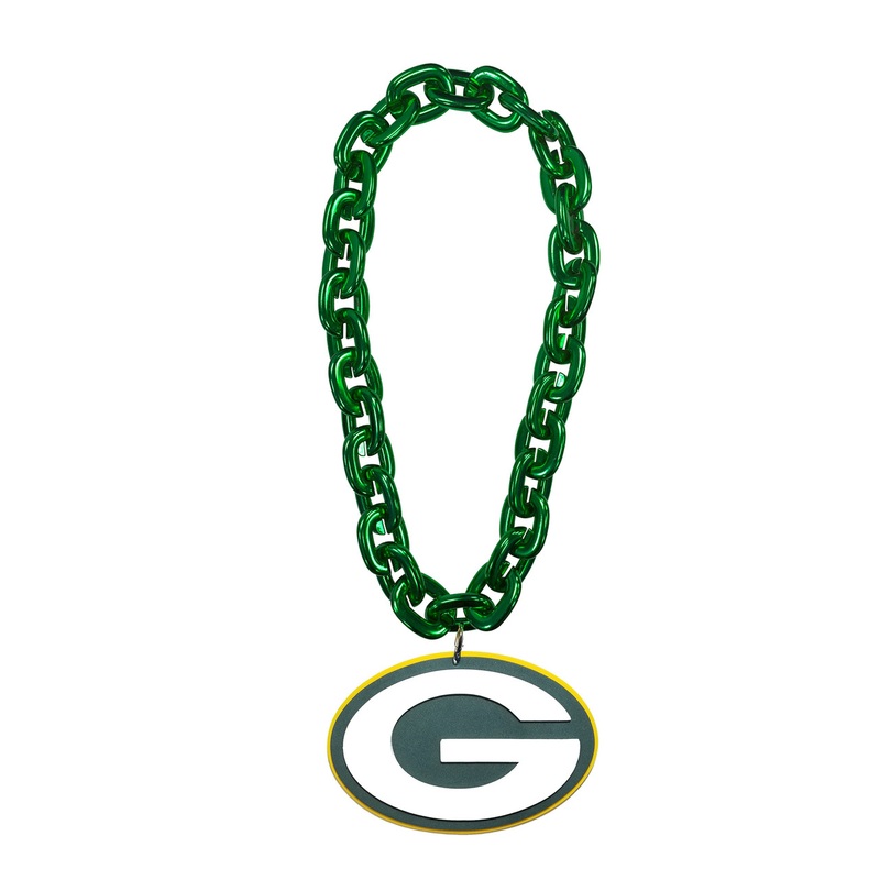 Green Bay Packers NFL Touchdown Fan Chain 10 Inch 3D Foam Magnet Necklace