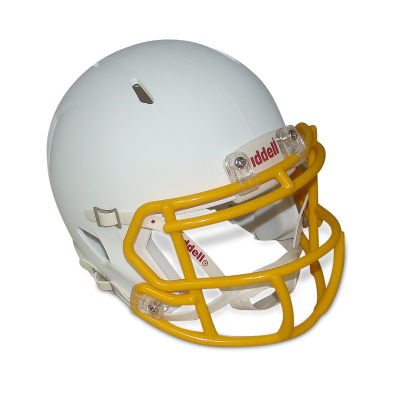 Matte White with Gold Mask Blank Riddell Revolution SPEED Mini Football Helmet