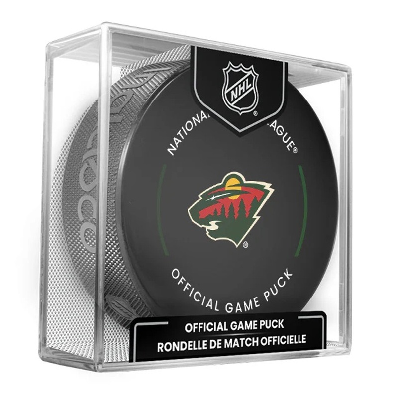 Minnesota Wild Current NHL Official Game Hockey Puck In Cube