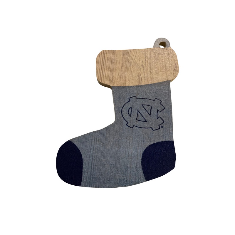 North Carolina Tar Heels Wood Stocking Christmas Tree Ornament