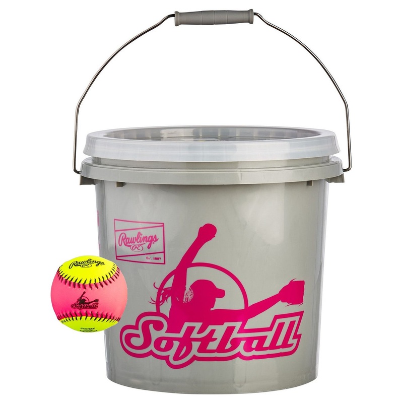 Rawlings 18 Softballs Bucket Combo with 10-inch Softballs (includes 18 Rawlings 10″ Softballs)