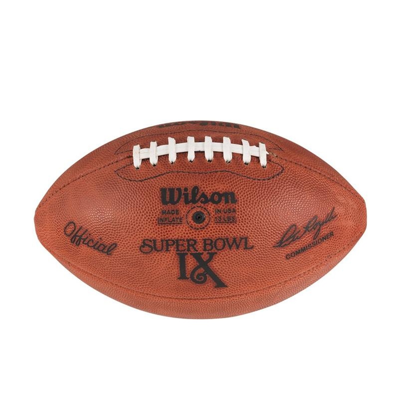 Super Bowl IX (Nine 9) Minnesota Vikings vs. Pittsburgh Steelers Official Leather Authentic Game Football by Wilson