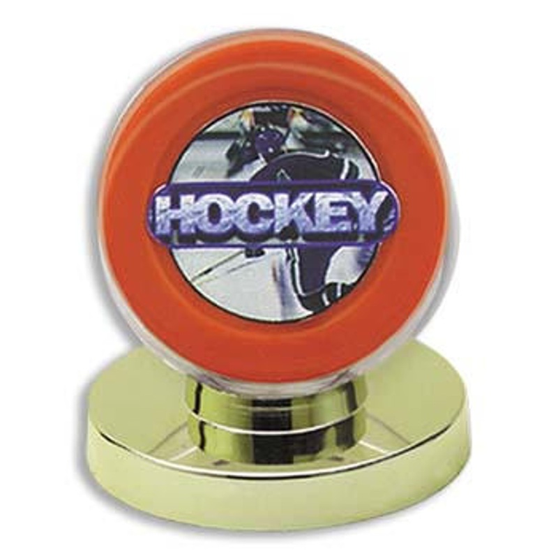 8 DELUXE GOLD BASE HOCKEY PUCK DISPLAY CASES