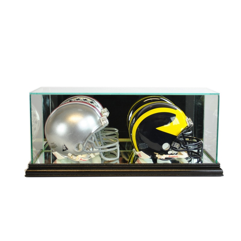 Deluxe Real Glass Double Mini Helmet Display Case