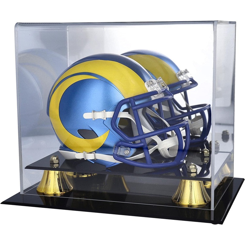 Deluxe UV Protected Mini Football Helmet Display Case Holder with Mirror Back