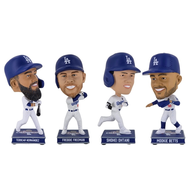 Los Angeles Dodgers 2024 World Series Champions 4 Pack Mini Bobble Bighead Bobblehead Set