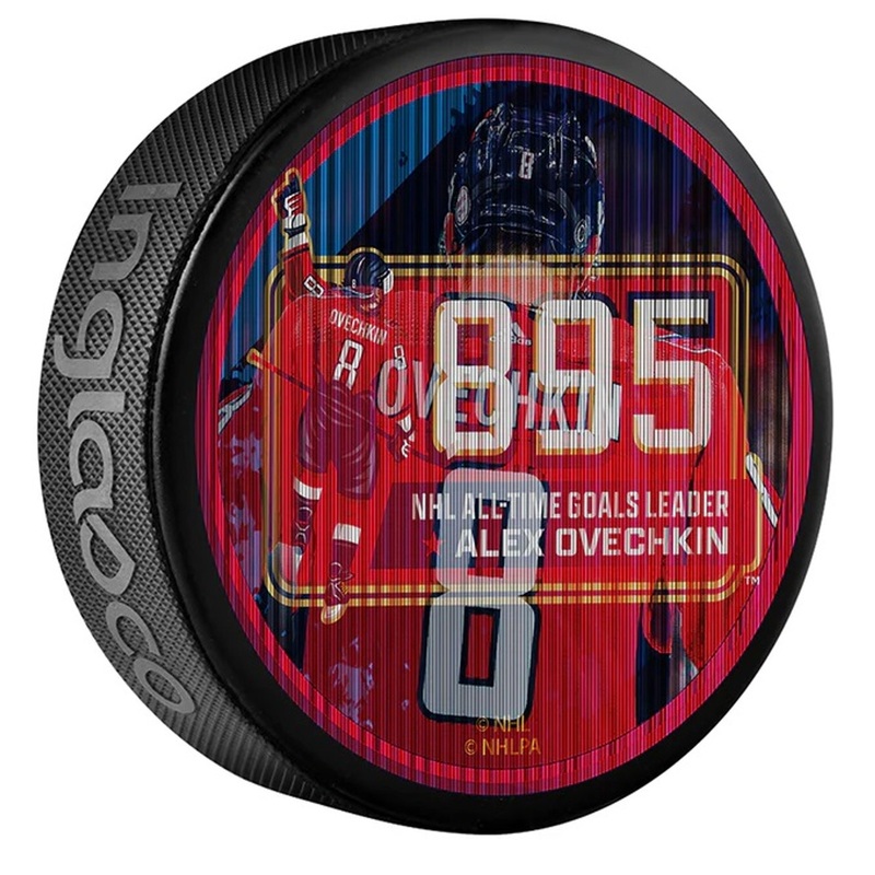 NHLPA Alex Ovechkin Washington Capitals 895 Goals Lenticular Souvenir Hockey Puck