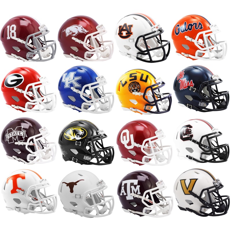 All 16 NCAA Southeastern SEC Conference Current Riddell SPEED Revolution Mini Football Helmets