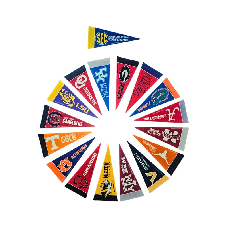 SEC Southeastern Conference Mini Pennant Set (League Set) All 16 Teams New for 2024
