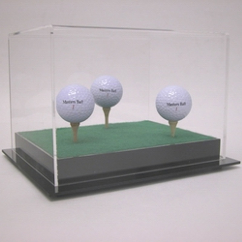 Deluxe Acrylic Triple Golf Ball Display Case with Tees