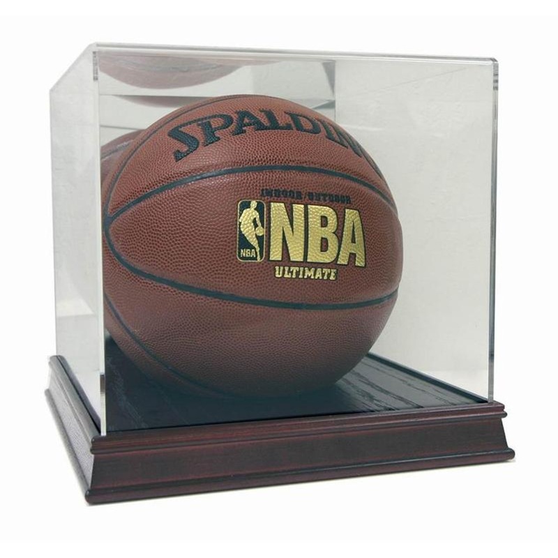 DELUXE FULL SIZE BASKETBALL WOOD DISPLAY CASE