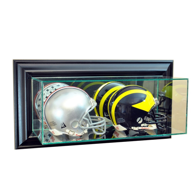 Deluxe Real Glass  Wall Mounted Double Mini Helmet Dispaly Case