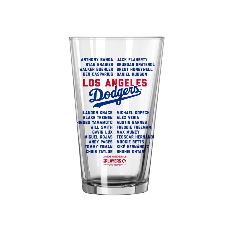 Los Angeles Dodgers 2024 World Series Champions Official 16 oz. Roster Pint Glass