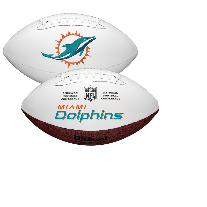 Miami Dolphins Full Size Official NFL Autograph Signature Series White Panel Football by Wilson