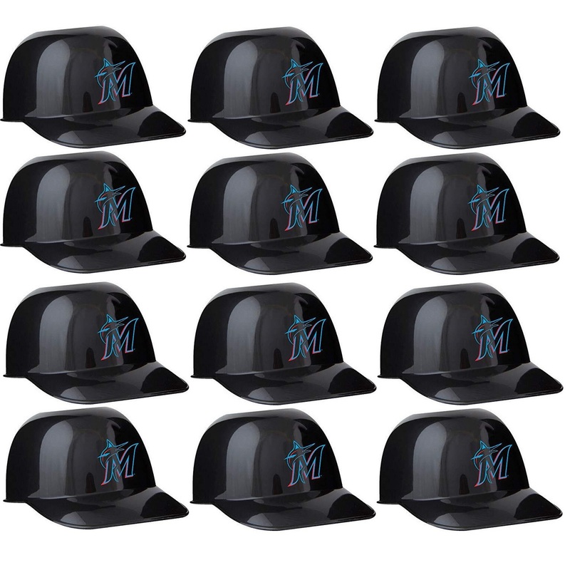 Miami Marlins MLB 8oz Snack Size / Ice Cream Mini Baseball Helmets – Quantity 12