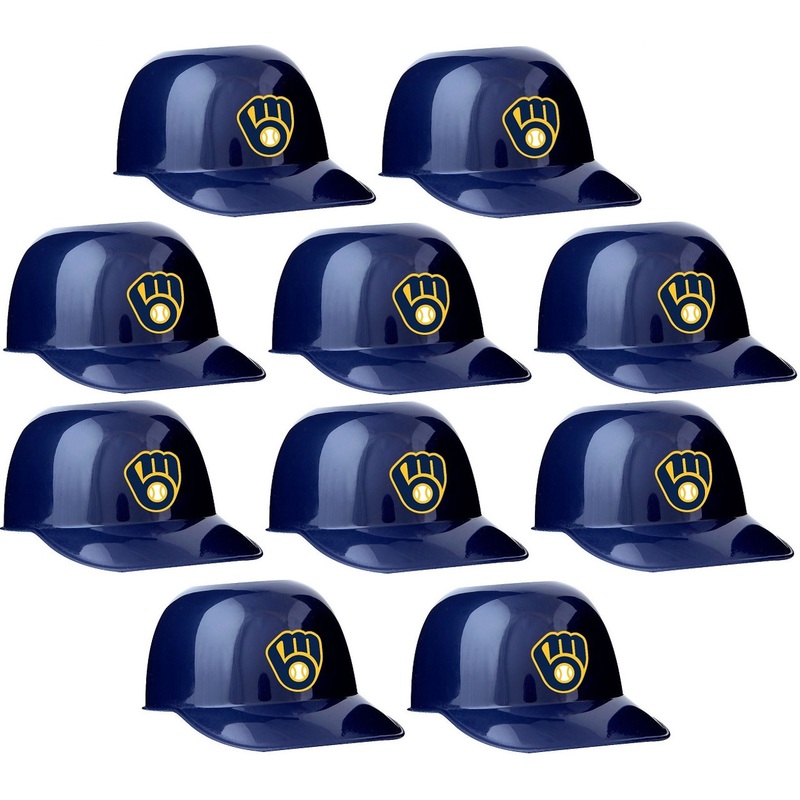 Milwaukee Brewers MLB 8oz Snack Size / Ice Cream Mini Baseball Helmets – Quantity 10
