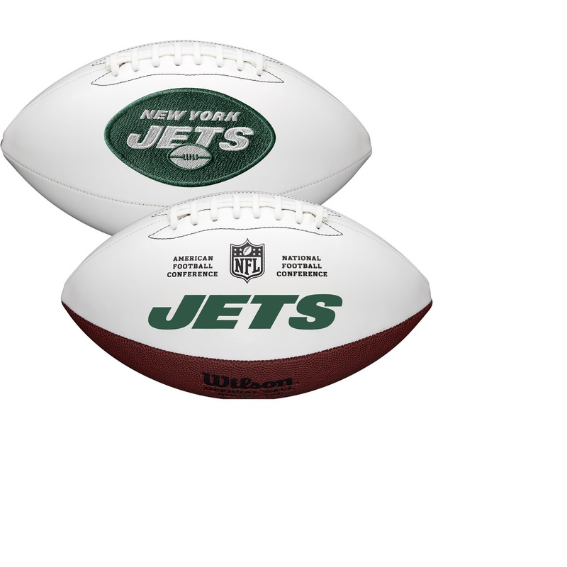 New York Jets Full Size Official NFL Autograph Signature Series White Panel Football by Wilson