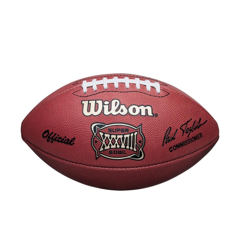 Super Bowl XXXVIII (Thirty-Eight 38) Carolina Panthers vs. New England Patriots Official Leather Authentic Game Football by Wilson