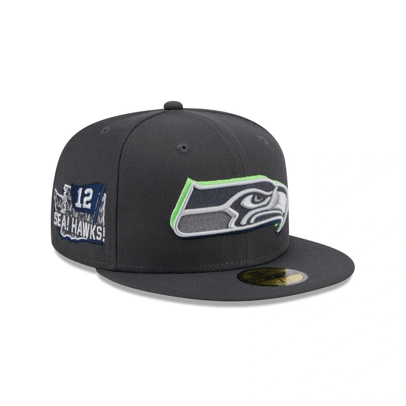 Seattle Seahawks 2024 Draft Gray 59FIFTY Fitted Hat
