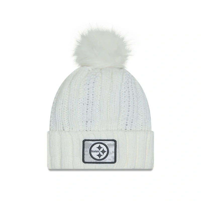 Pittsburgh Steelers 2024 Salute to Service Womens Pom Knit Hat