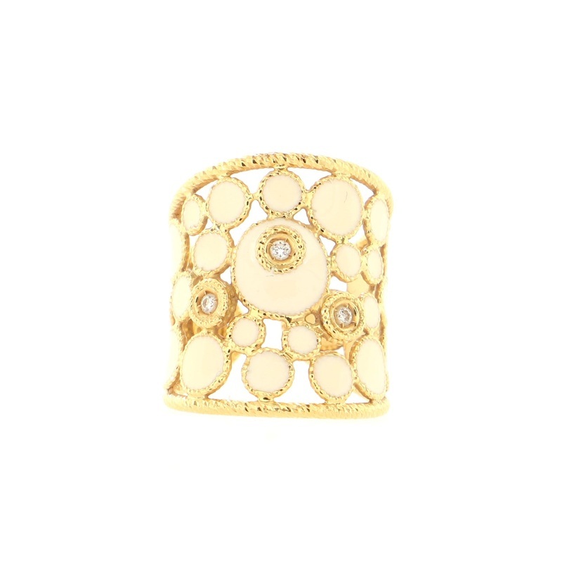 Bollicine Ring 18K Yellow Gold with Enamel and Diamonds