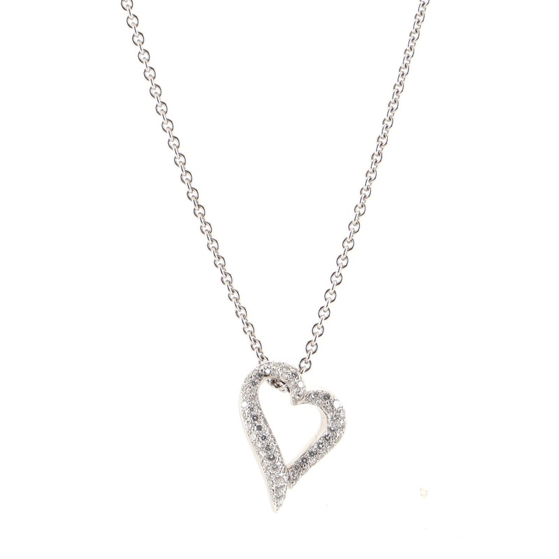 Heart Pendant Necklace 18K White Gold with Diamonds S744816659177