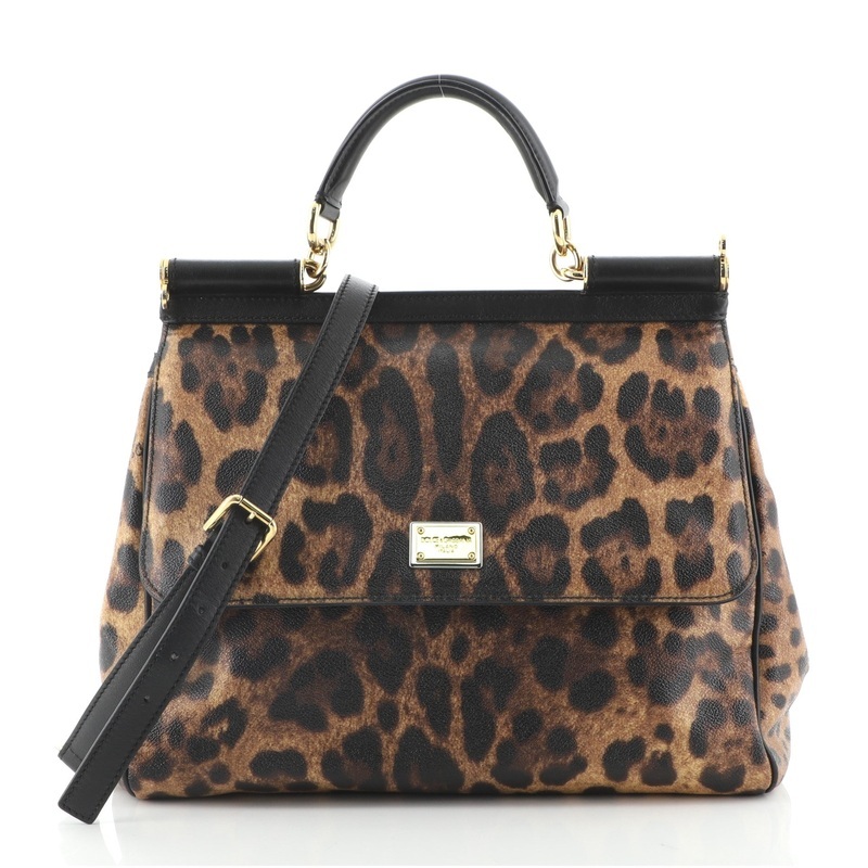 Miss Sicily Bag Leopard Print Leather Large S744816677604