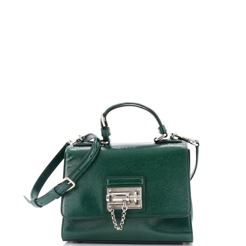 Monica Top Handle Flap Bag Lizard Embossed Leather Small