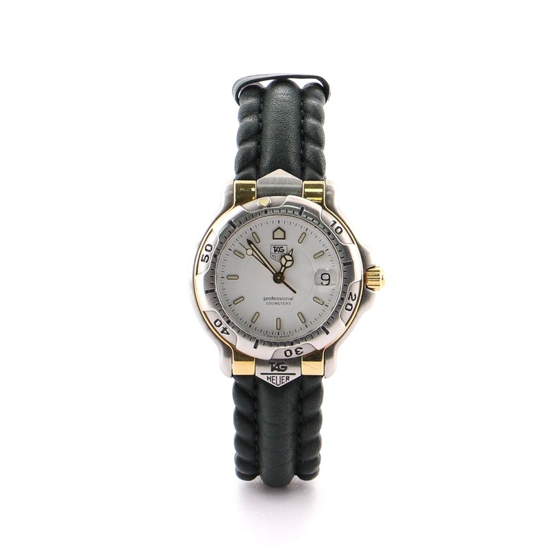 Professional 6000 Quartz Watch Stainless Steel with Plated Metal and Leather 34
