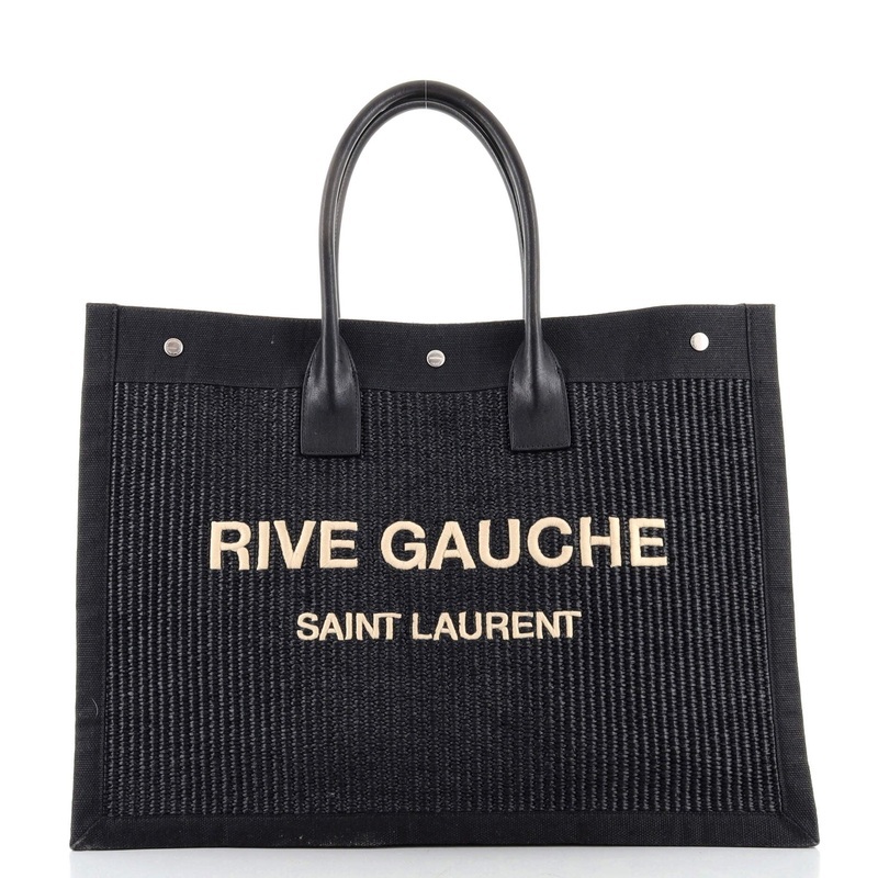 Rive Gauche Shopper Tote Raffia with Canvas Large S744816572454