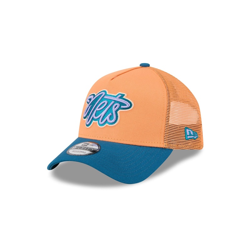 Brooklyn Nets Orange Glaze 9FORTY A-Frame Trucker Hat