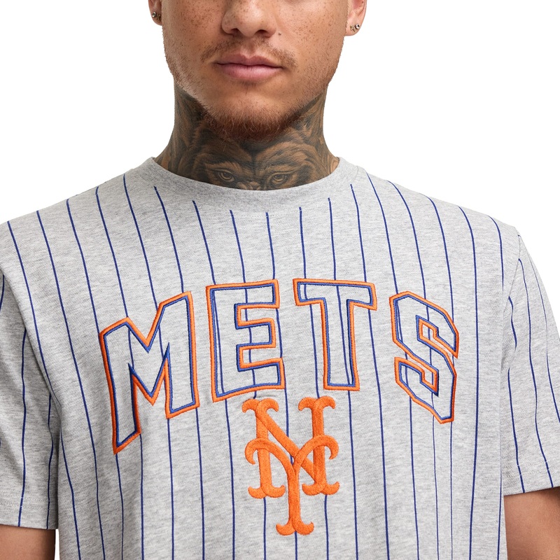 New York Mets Throwback Gray Pinstripe T-Shirt