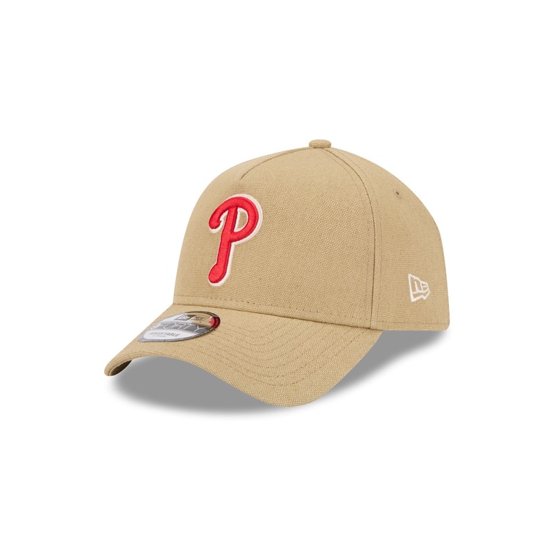 Philadelphia Phillies Logo Essentials Khaki 9FORTY A-Frame Snapback Hat