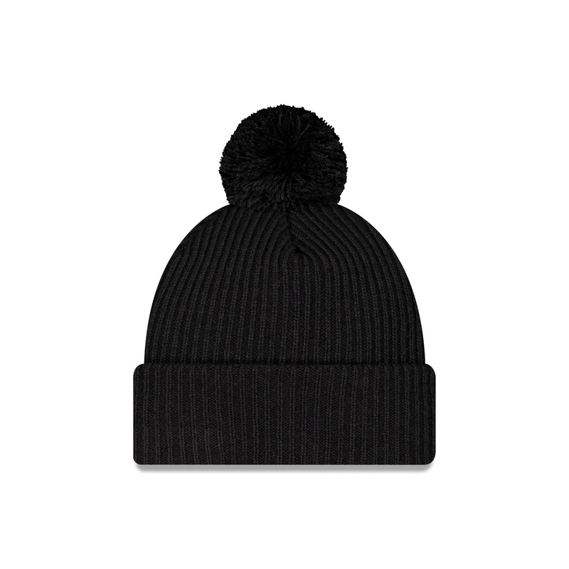 Black Ribbed Pom Knit Hat