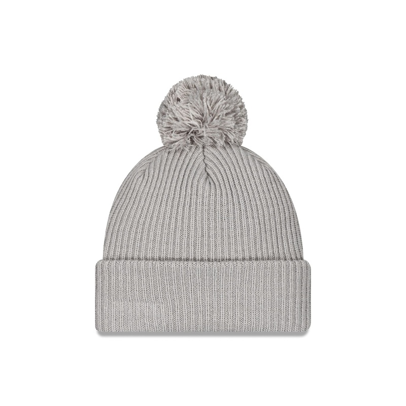 Gray Ribbed Pom Knit Hat