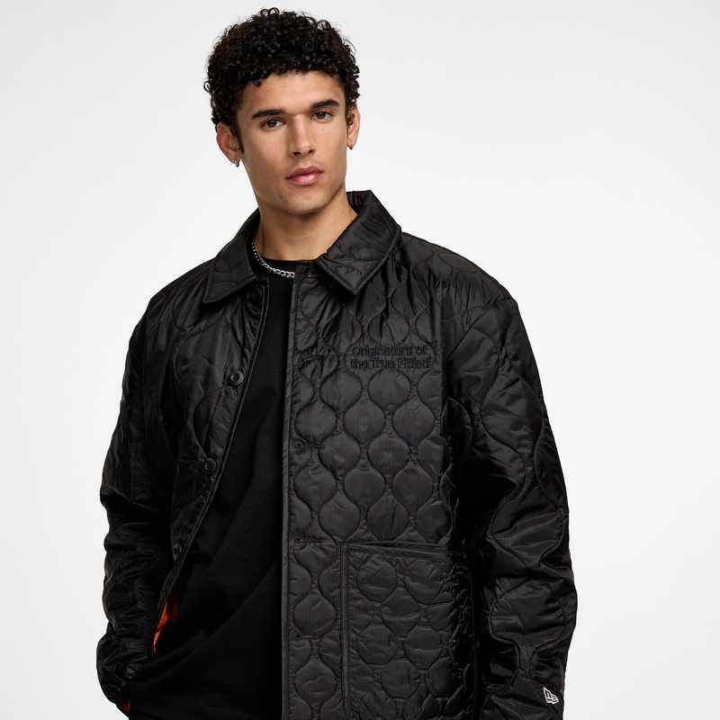 Quilted Button Up Black Jacket