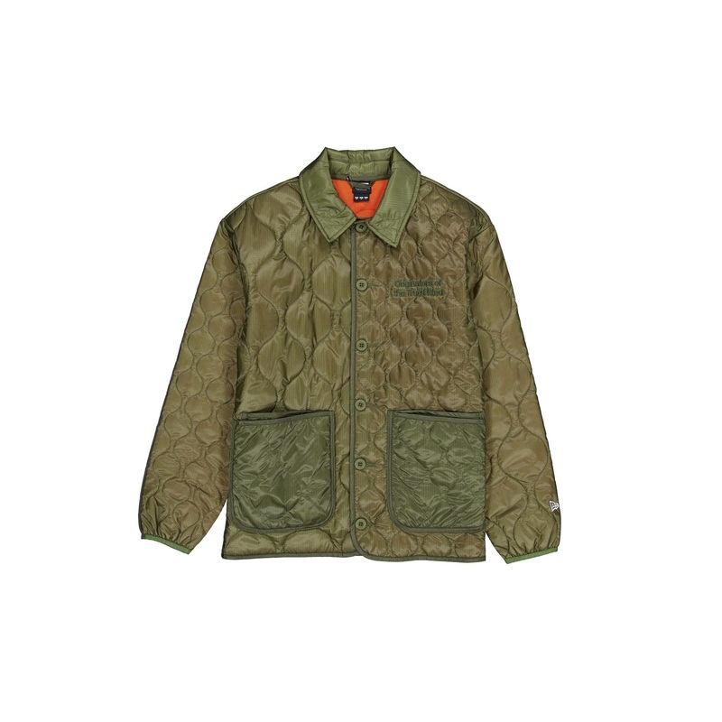 Quilted Button Up Dark Khaki Jacket