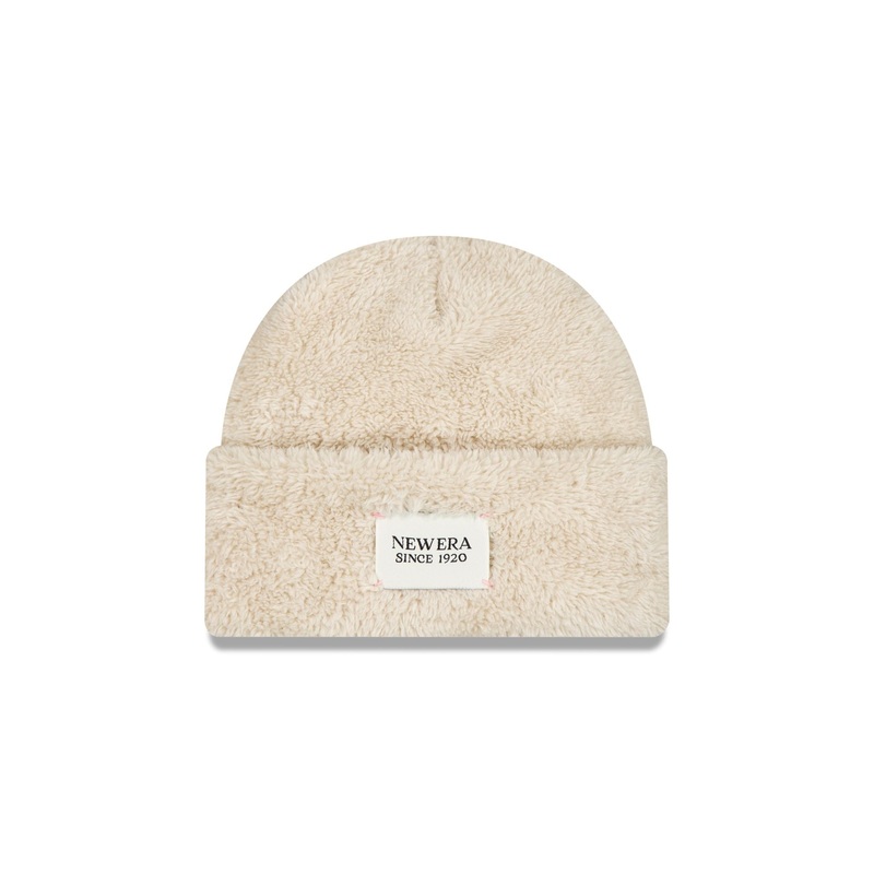 Fleece Light Beige Cuff Knit Hat