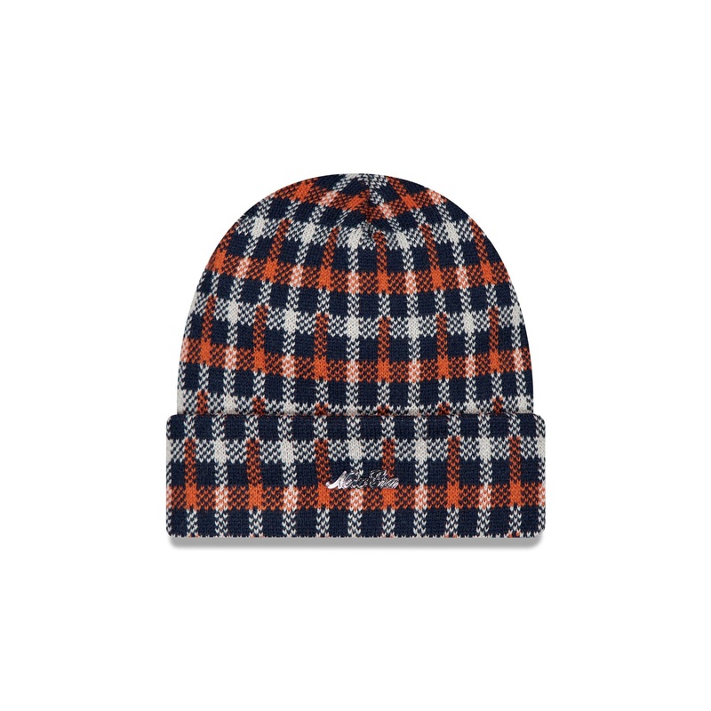 Tartan Check Navy Cuff Knit Hat