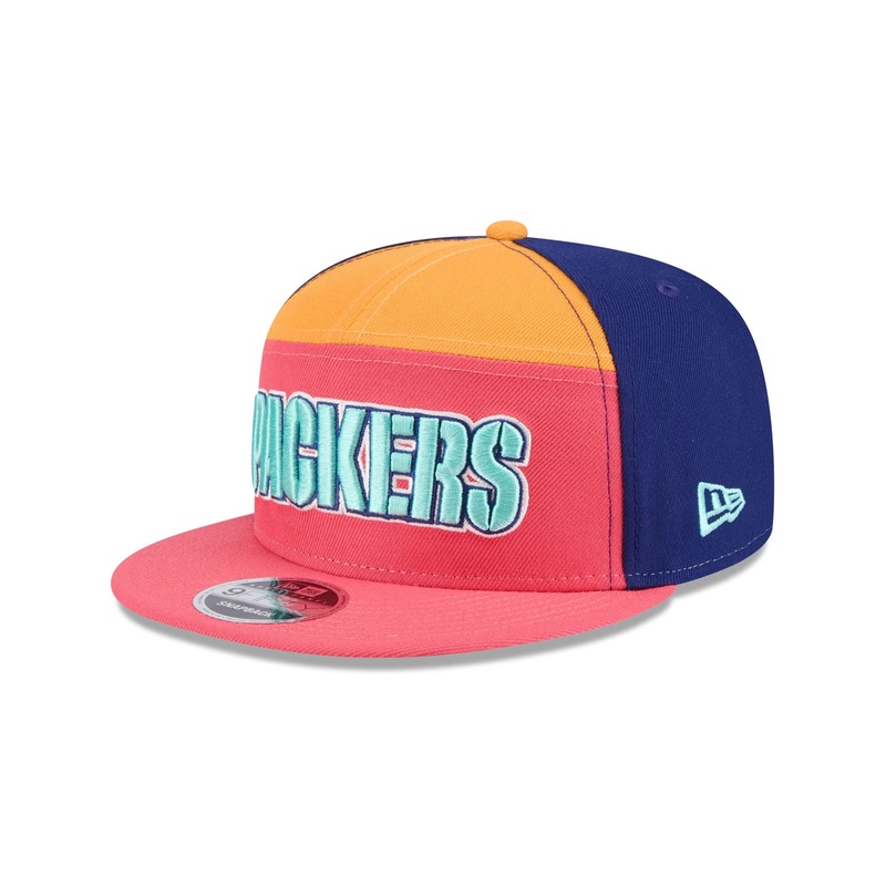 Green Bay Packers Coral Split Panel 9FIFTY Snapback Hat