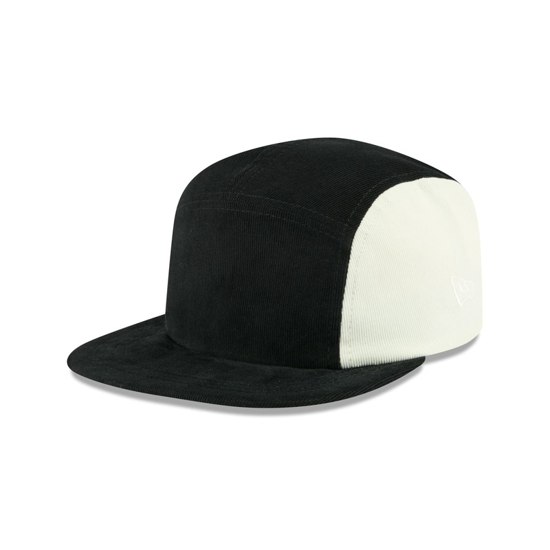 Black White Cord Camper Strapback Hat